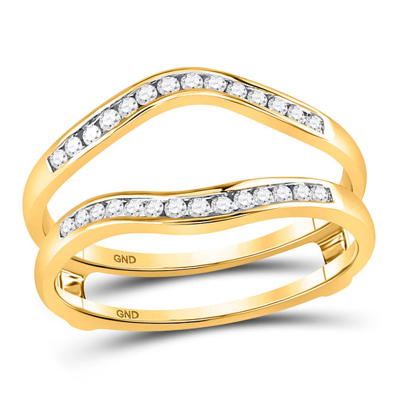 14k Yellow Gold Womens Round Diamond Channel Set Wrap Ring Guard Enhancer 1/4 Cttw