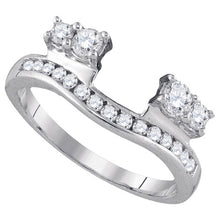  14k White Gold Womens Round Diamond Ring Guard Wrap Solitaire Enhancer 1/2 Cttw
