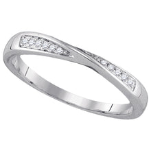  14k White Gold Womens Round Diamond Fashion Band Ring 1/20 Cttw