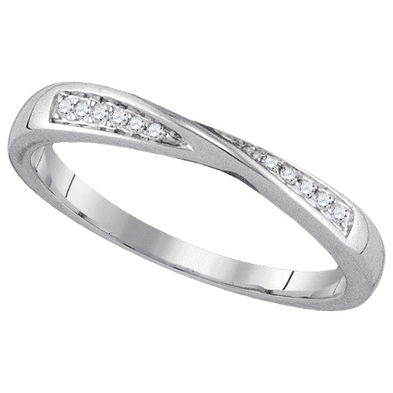 14k White Gold Womens Round Diamond Fashion Band Ring 1/20 Cttw