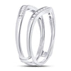 14k White Gold Womens Round Diamond Ring Guard Wrap Solitaire Enhancer 1/4 Cttw