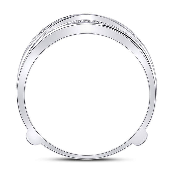 14k White Gold Womens Round Diamond Ring Guard Wrap Solitaire Enhancer 1/4 Cttw