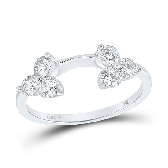 14k White Gold Womens Round Diamond Ring Guard Wrap Enhancer Band 3/4 Cttw