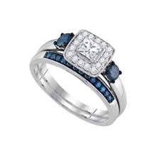  14k White Gold Princess Diamond Bridal Wedding Ring Band Set 3/4 Cttw