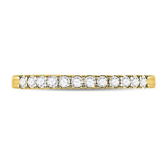 14k Yellow Gold Womens Round Diamond Single Row Comfort Wedding Band 1/4 Cttw
