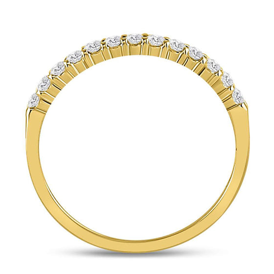 14k Yellow Gold Womens Round Diamond Single Row Comfort Wedding Band 1/4 Cttw