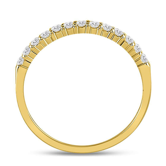 14k Yellow Gold Womens Round Diamond Single Row Comfort Wedding Band 1/4 Cttw