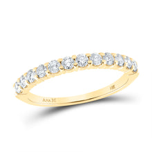  14k Yellow Gold Womens Round Diamond Single Row Band Ring 1/2 Cttw