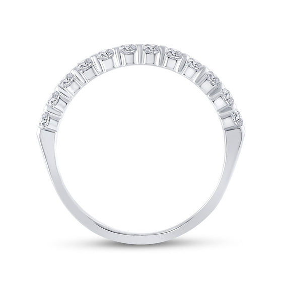 14k White Gold Womens Round Diamond Single Row Band Ring 1/2 Cttw