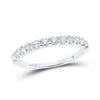 14k White Gold Womens Round Diamond Single Row Band Ring 1/2 Cttw
