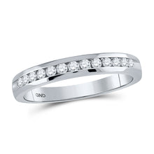  14k White Gold Womens Round Diamond Wedding Single Row Band 1/4 Cttw