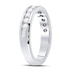 14k White Gold Womens Machine-Set Round Diamond Wedding Band 1/2 Cttw