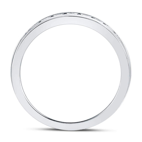 14k White Gold Womens Machine-Set Round Diamond Wedding Band 1/2 Cttw
