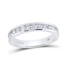  14k White Gold Womens Machine-Set Round Diamond Wedding Band 1/2 Cttw