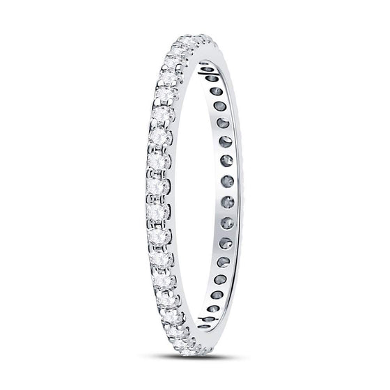 14k White Gold Womens Round Diamond Eternity Wedding Band 1/2 Cttw