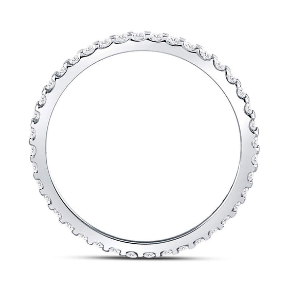 14k White Gold Womens Round Diamond Eternity Wedding Band 1/2 Cttw