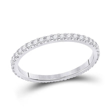  14k White Gold Womens Round Diamond Eternity Wedding Band 1/2 Cttw