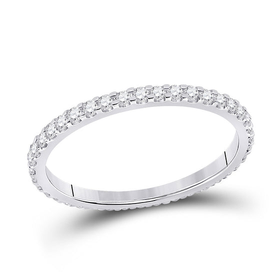 14k White Gold Womens Round Diamond Eternity Wedding Band 1/2 Cttw