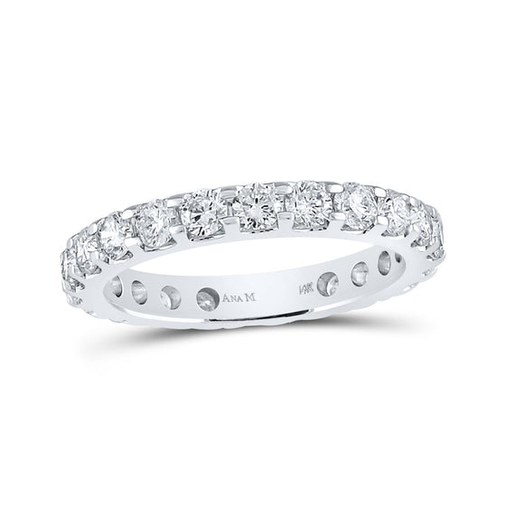14k White Gold Womens Machine-Set Round Diamond Wedding Band 2 Cttw