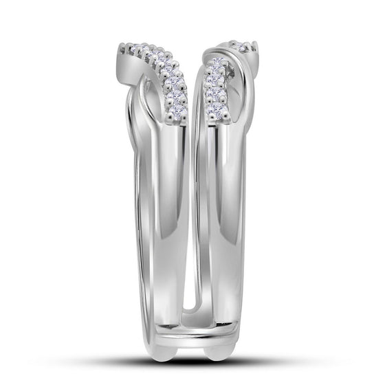 10k White Gold Womens Round Diamond Solitaire Enhancer Wedding Band 1/4 Cttw