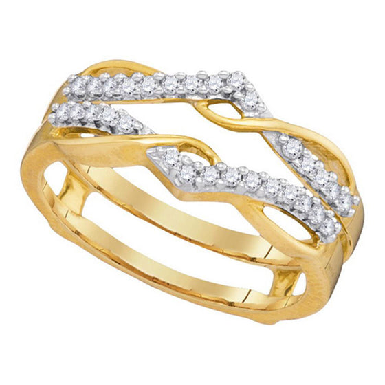 10k Yellow Gold Womens Round Diamond Solitaire Enhancer Wedding Band 1/4 Cttw