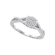 10k White Gold Round Diamond Cluster Bridal Wedding Engagement Ring 1/5 Cttw