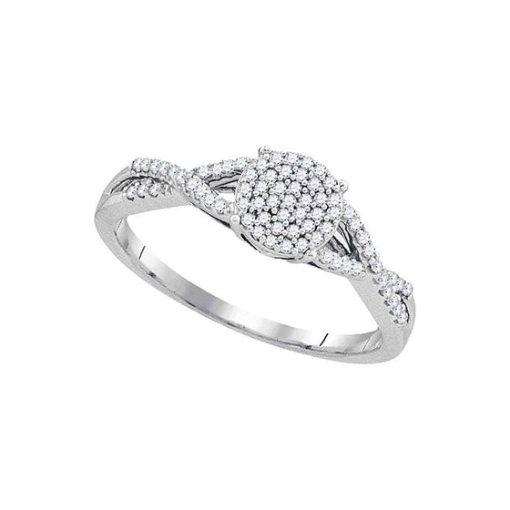 10k White Gold Round Diamond Cluster Bridal Wedding Engagement Ring 1/5 Cttw