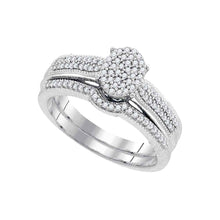 10k White Gold Round Diamond Bridal Wedding Ring Band Set 1/3 Cttw