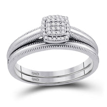  10k White Gold Round Diamond Bridal Wedding Ring Band Set 1/10 Cttw