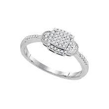  10k White Gold Womens Round Diamond Square Cluster Ring 1/6 Cttw