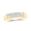 10k Yellow Gold His Hers Round Diamond Square Matching Wedding Set 1/2 Cttw