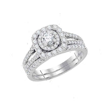  14k White Gold Round Diamond Bridal Wedding Ring Band Set 1-1/2 Cttw