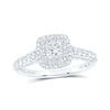 14k White Gold Round Diamond Halo Bridal Wedding Engagement Ring 1 Cttw