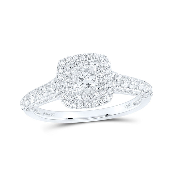 14k White Gold Round Diamond Halo Bridal Wedding Engagement Ring 1 Cttw