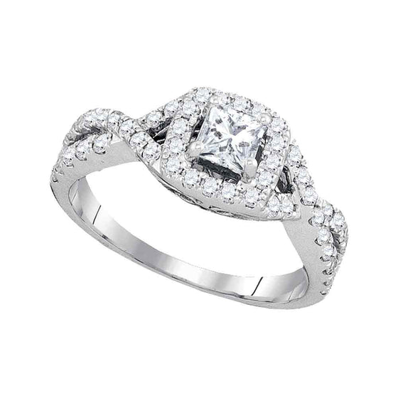 14k White Gold Princess Diamond Solitaire Twist Bridal Wedding Engagement Ring 1 Cttw