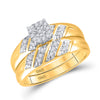 10k Yellow Gold His Hers Round Diamond Solitaire Matching Wedding Set 1/4 Cttw