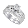 10k White Gold His Hers Round Diamond Solitaire Matching Wedding Set 1/4 Cttw