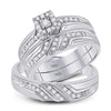 10k White Gold His Hers Round Diamond Solitaire Matching Wedding Set 1/4 Cttw