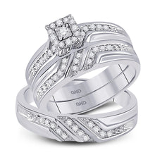  10k White Gold His Hers Round Diamond Solitaire Matching Wedding Set 1/4 Cttw