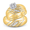 10k Yellow Gold His Hers Round Diamond Solitaire Matching Wedding Set 1/5 Cttw
