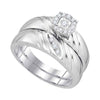 10k White Gold His Hers Round Diamond Solitaire Matching Wedding Set 1/5 Cttw