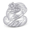 10k White Gold His Hers Round Diamond Solitaire Matching Wedding Set 1/5 Cttw