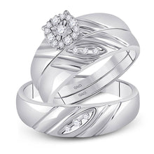  10k White Gold His Hers Round Diamond Solitaire Matching Wedding Set 1/5 Cttw