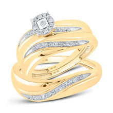  10k Yellow Gold His Hers Round Diamond Solitaire Matching Wedding Set 1/5 Cttw