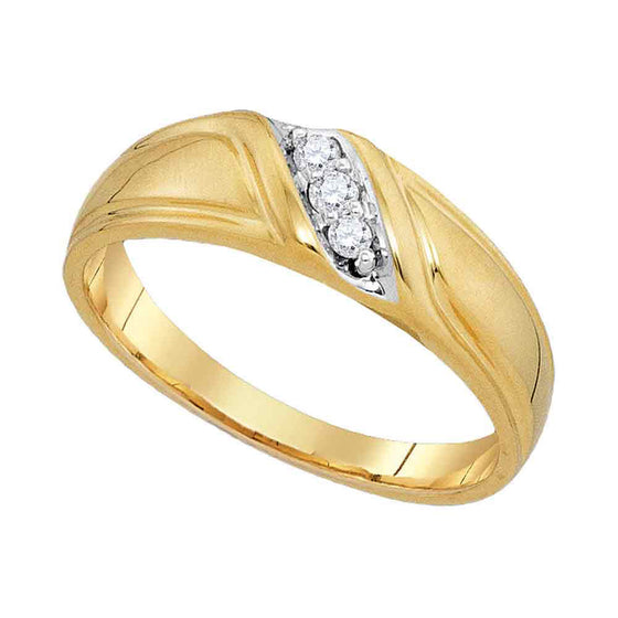 10k Yellow Gold His Hers Round Diamond Solitaire Matching Wedding Set 1/4 Cttw