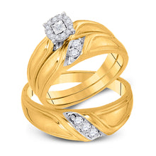  10k Yellow Gold His Hers Round Diamond Solitaire Matching Wedding Set 1/4 Cttw