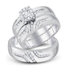 10k White Gold His Hers Round Diamond Solitaire Matching Wedding Set 1/3 Cttw