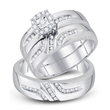  10k White Gold His Hers Round Diamond Solitaire Matching Wedding Set 1/3 Cttw