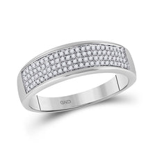  10k White Gold Mens Round Diamond Pave Band Ring 1/4 Cttw