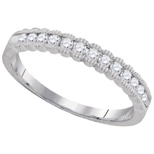  10k White Gold Womens Round Diamond Single Row Band Ring 1/4 Cttw